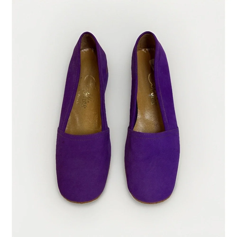 Vintage Cobbies Made In Italy Purple Nabuk Womens Wedges Size 5 Open Box
